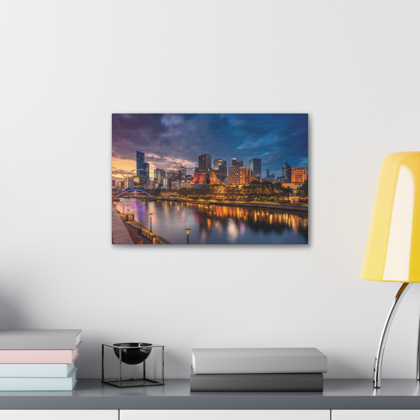 Melbourne Night Skyline Canvas Artwork High-Quality Breathtaking Stunning Cityscape for Home Decor Ready to Hang-Express Your Love Gifts