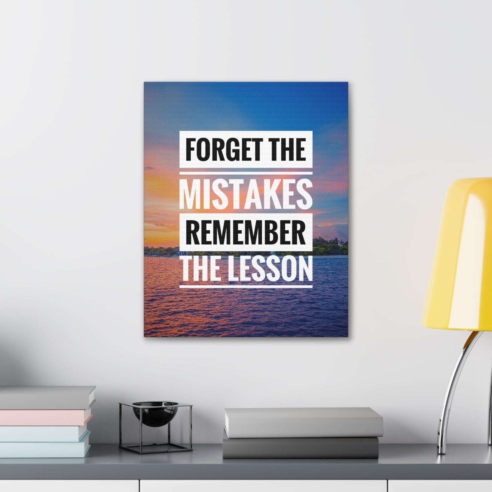 Inspirational Quote Canvas Forget The Mistakes Motivational Print Ready to Hang Artwork-Express Your Love Gifts