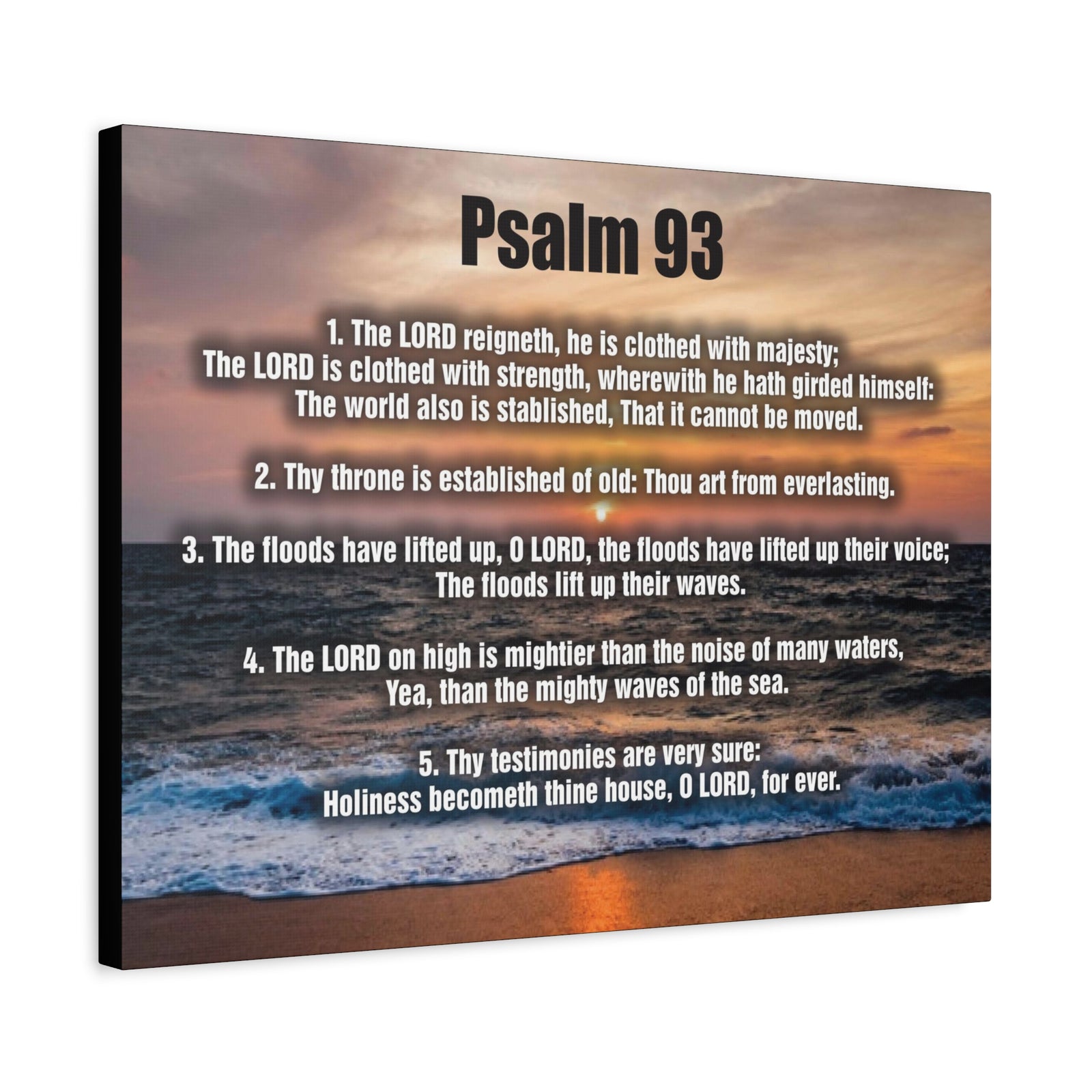 Scripture Canvas The Lord Reigneth Psalm 93 Christian Wall Art Bible Verse Print Ready to Hang-Express Your Love Gifts