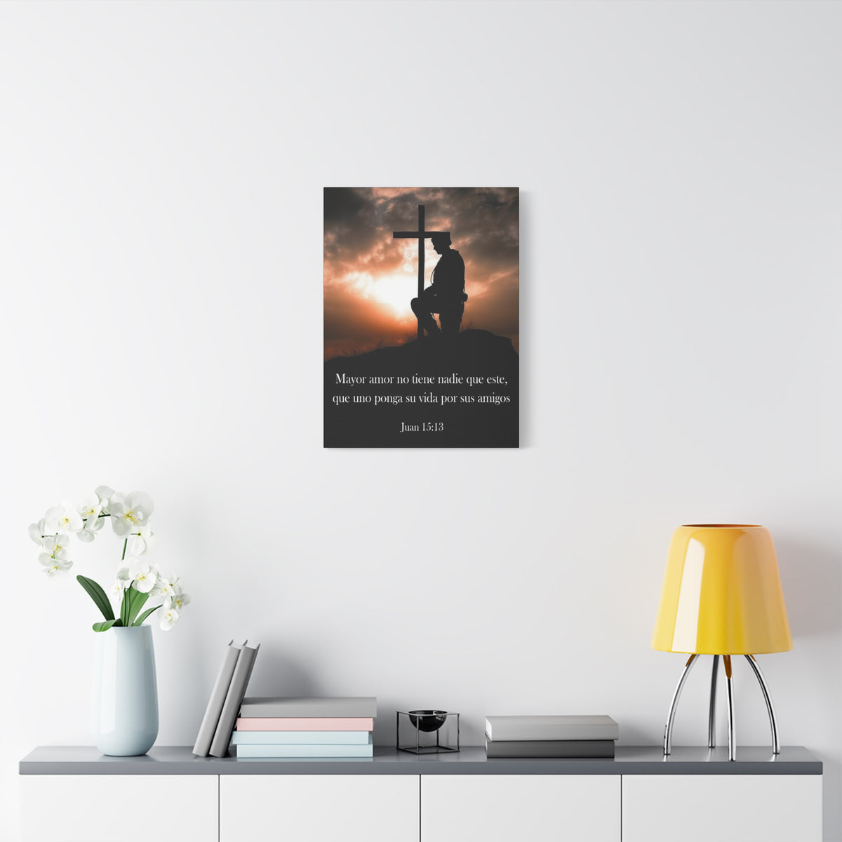 Scripture Walls John 15:13 Greater Love Soldier at Cross Christian Wall Art Print Ready to Hang Unframed-Express Your Love Gifts