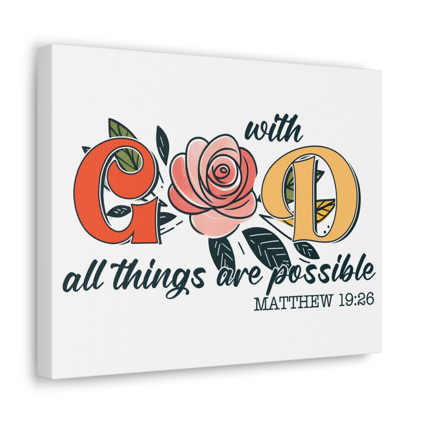 Scripture Walls Matthew 19:26 All Things are Possible Bible Verse Canvas Christian Wall Art Ready to Hang Unframed-Express Your Love Gifts