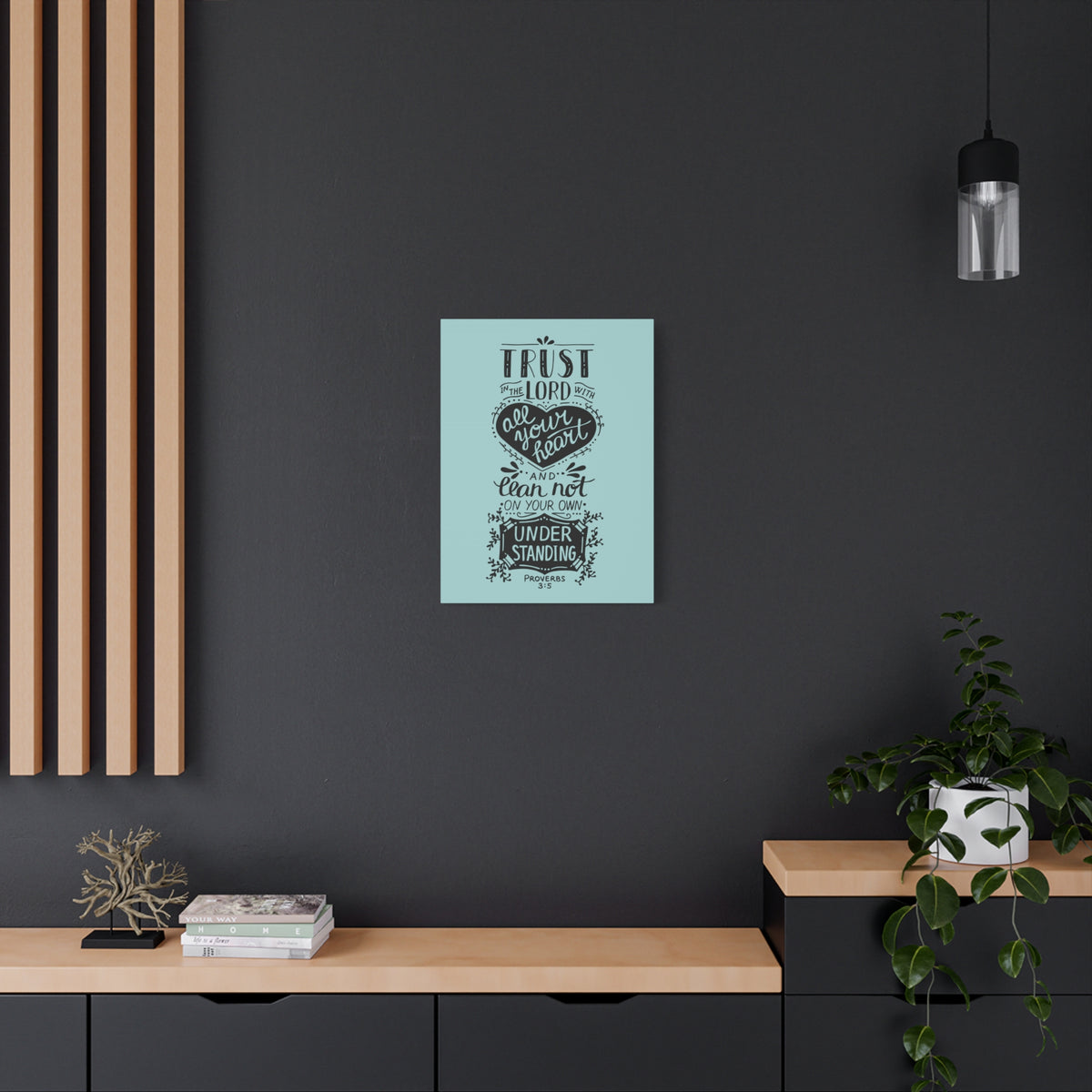 Scripture Canvas Trust In The Lord Proverbs 3:5 Christian Wall Art Bible Verse Print Ready To Hang-Express Your Love Gifts