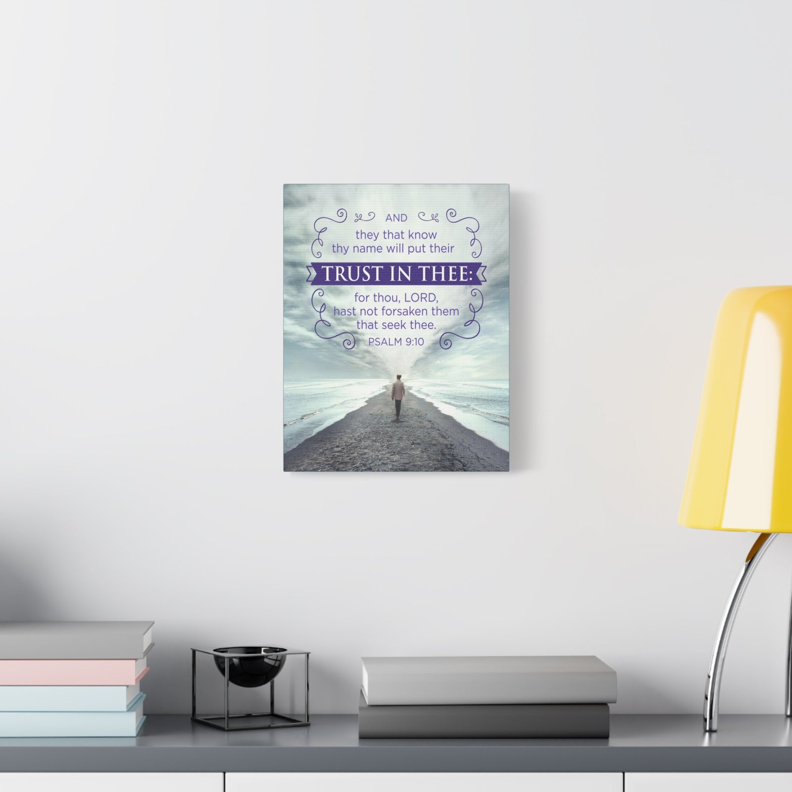 Scripture Canvas Trust In Thee Psalm 9:10 Christian Wall Art Bible Verse Print Ready to Hang-Express Your Love Gifts