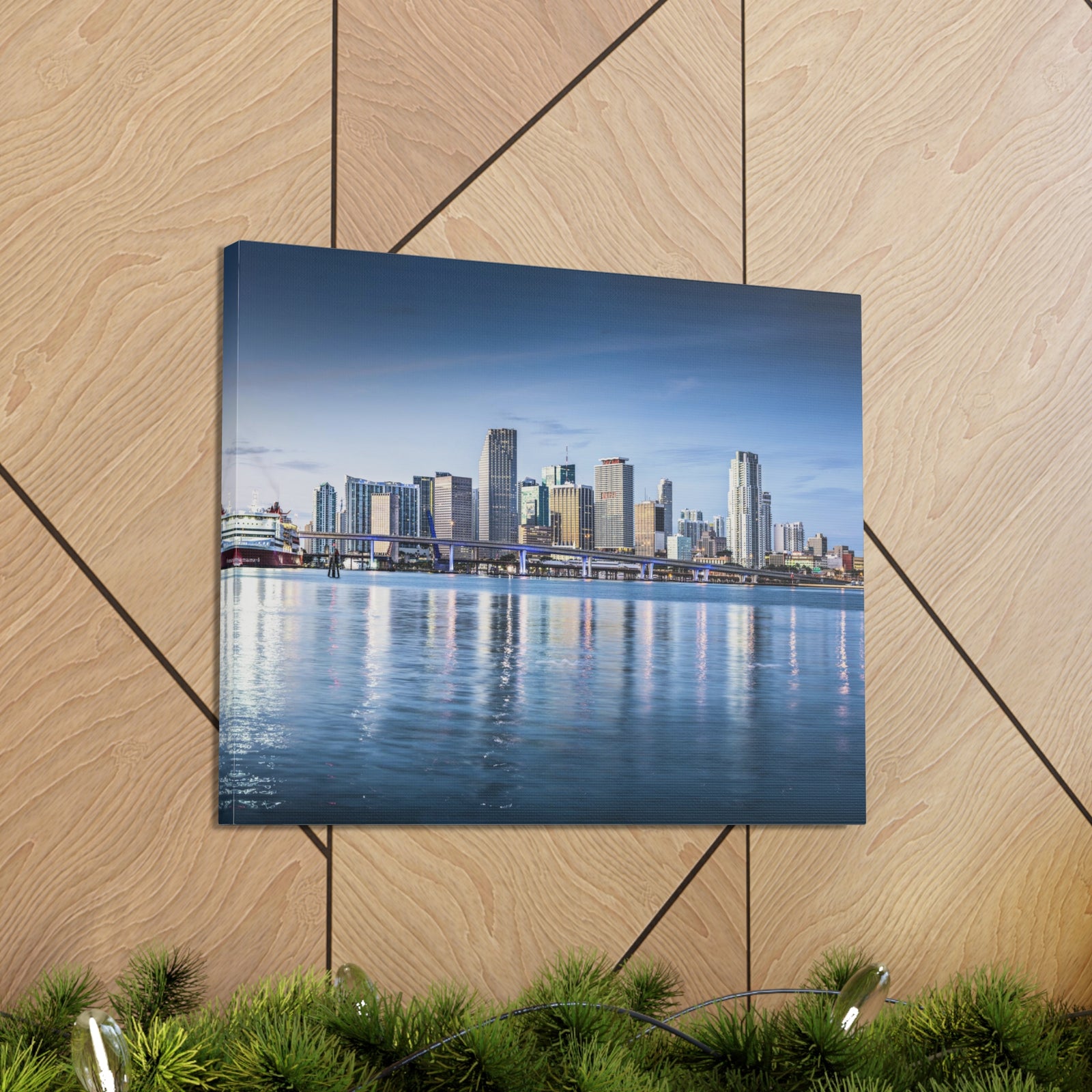 Miami Daytime Skyline Canvas Artwork High-Quality Breathtaking Stunning Cityscape for Home Decor Ready to Hang-Express Your Love Gifts