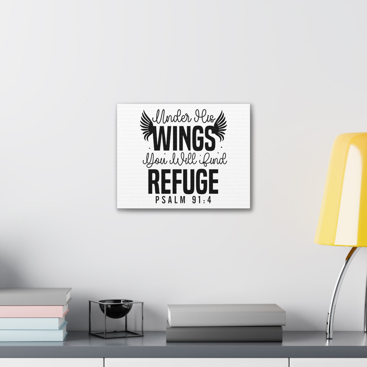 Scripture Walls Psalm 91:4 Under His Wings Bible Verse Canvas Christian Wall Art Ready to Hang Unframed-Express Your Love Gifts