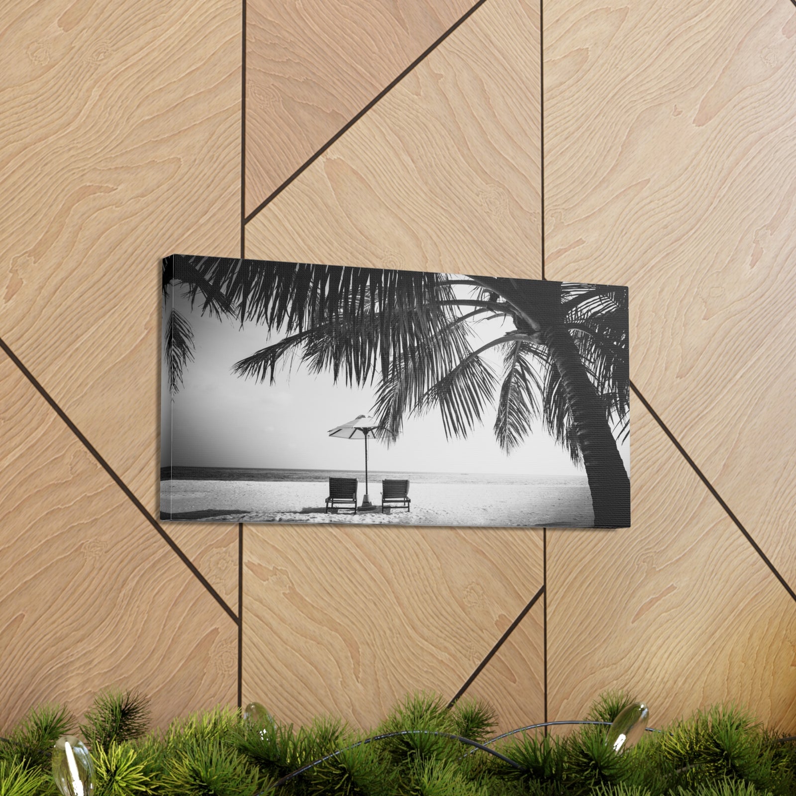 Perfect Black White Beach Scene Ocean Canvas Wall Art for Home Decor Ready-to-Hang-Express Your Love Gifts