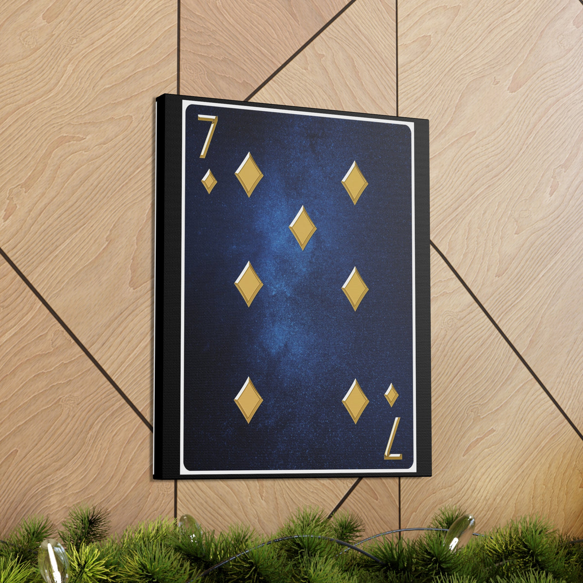 Seven Of Diamonds Space Background Playing Card Canvas Wall Art for Home Decor Ready-to-Hang-Express Your Love Gifts