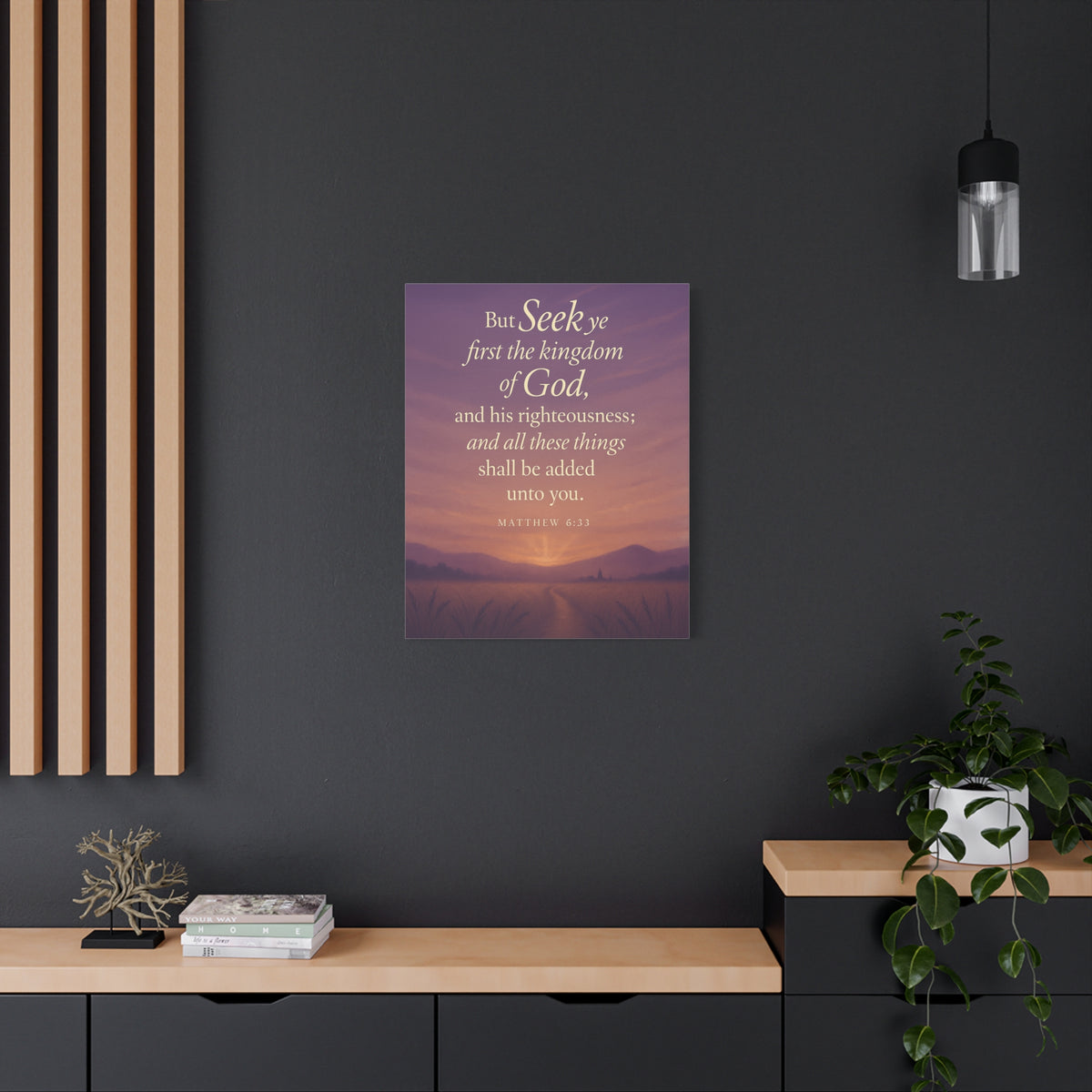 Bible Verse Canvas Matthew 6:33 Christian Home Décor Wall Art Scripture Ready to Hang Faith Print-Express Your Love Gifts