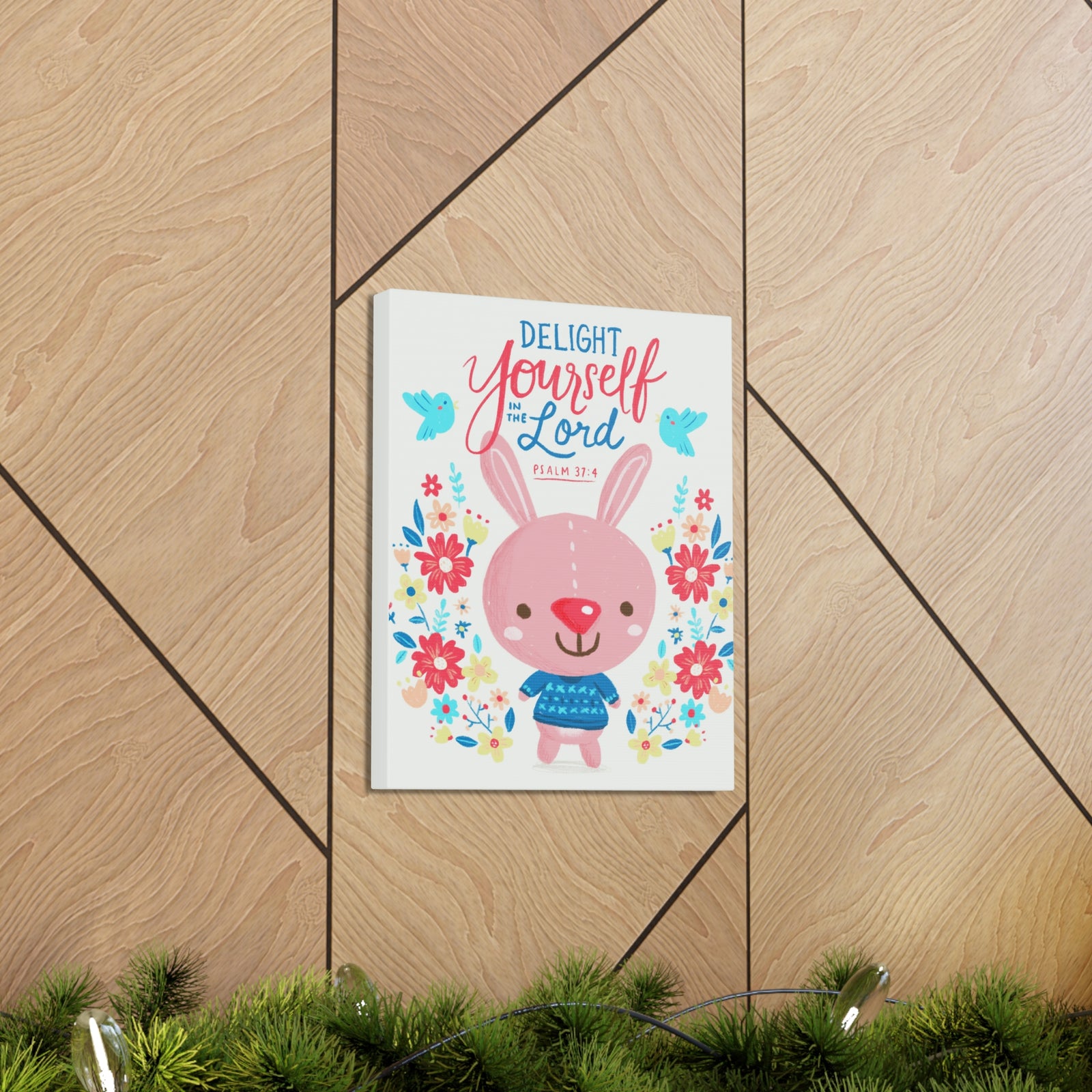 Scripture Canvas Delight Yourself Psalm 37:4 Christian Wall Art Bible Verse Print Ready to Hang-Express Your Love Gifts