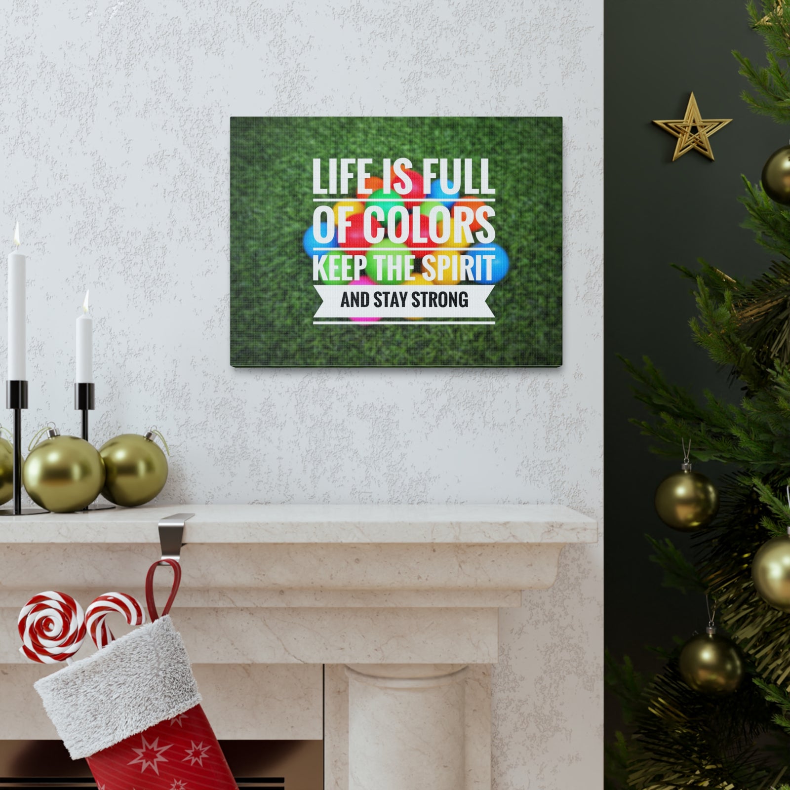 Inspirational Quote Canvas Life Is Full Of Colors Motivational Print Ready to Hang Artwork-Express Your Love Gifts