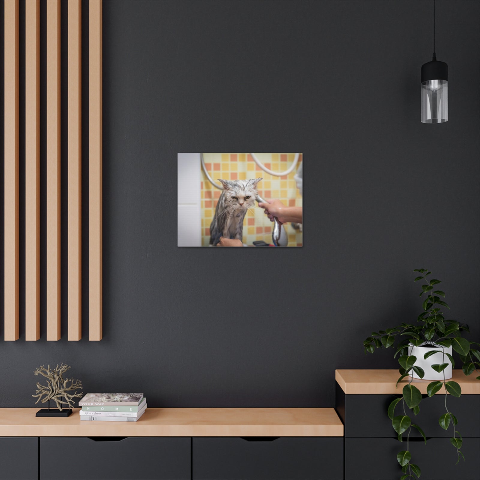 Cute Maine Coon Bath Canvas Wall Art for Home Decor Ready-to-Hang-Express Your Love Gifts