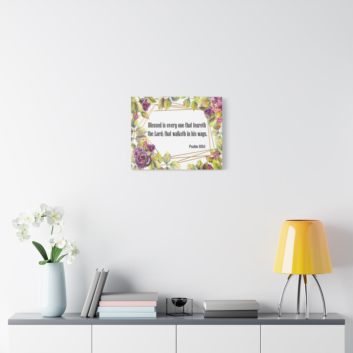 Bible Verse Canvas Blessed is Everyone Psalm 128:1 Christian Home Décor Wall Art Scripture Ready to Hang Faith Print-Express Your Love Gifts