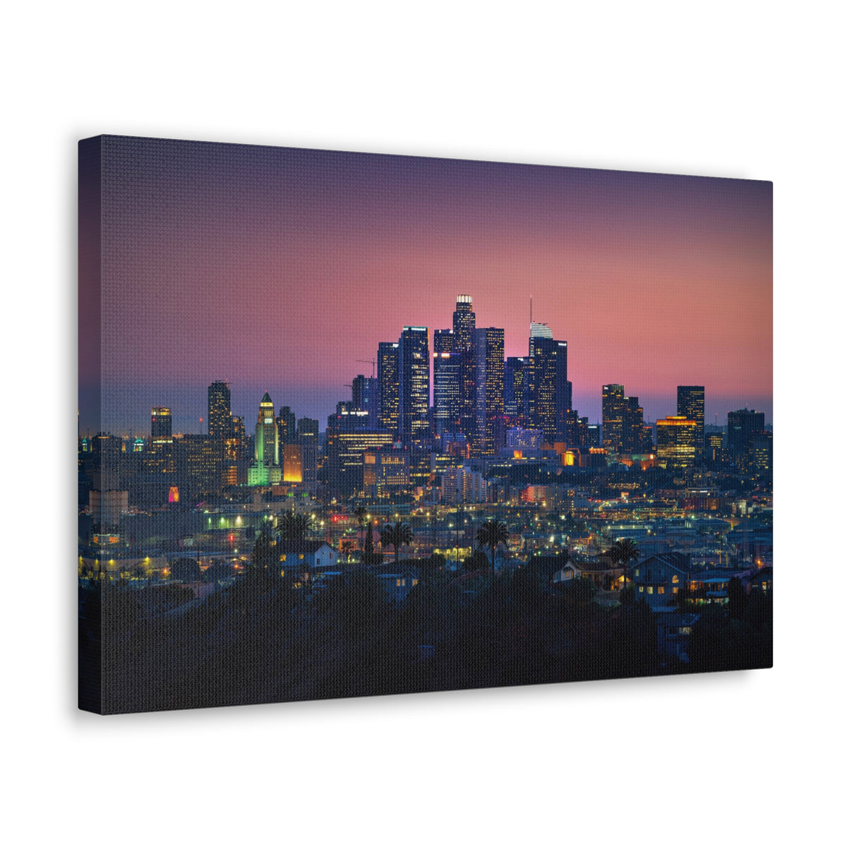 Los Angeles Night Skyline Canvas Artwork High-Quality Breathtaking Stunning Cityscape for Home Decor Ready to Hang-Express Your Love Gifts