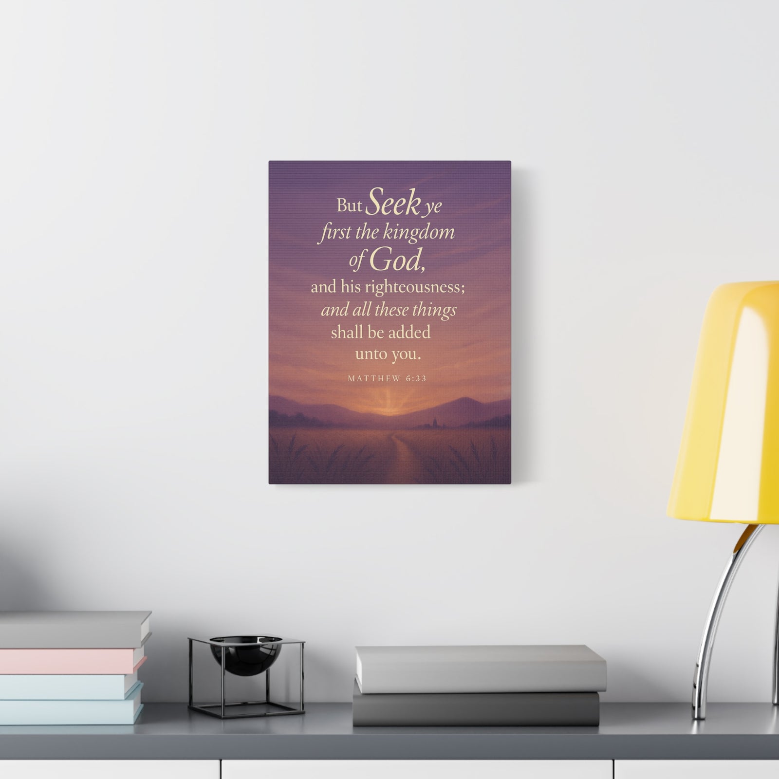 Bible Verse Canvas Matthew 6:33 Christian Home Décor Wall Art Scripture Ready to Hang Faith Print-Express Your Love Gifts