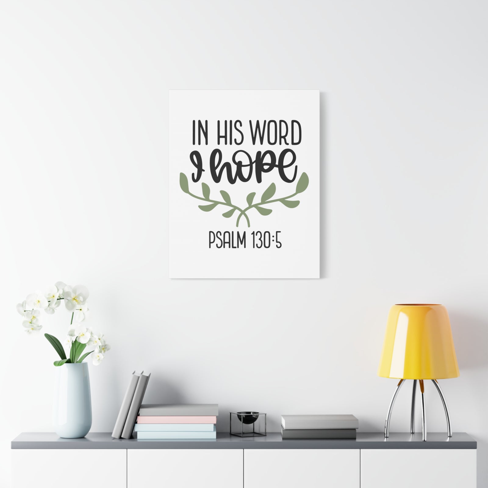 Scripture Canvas Hope Psalm 130:5 Christian Wall Art Bible Verse Print Ready to Hang-Express Your Love Gifts