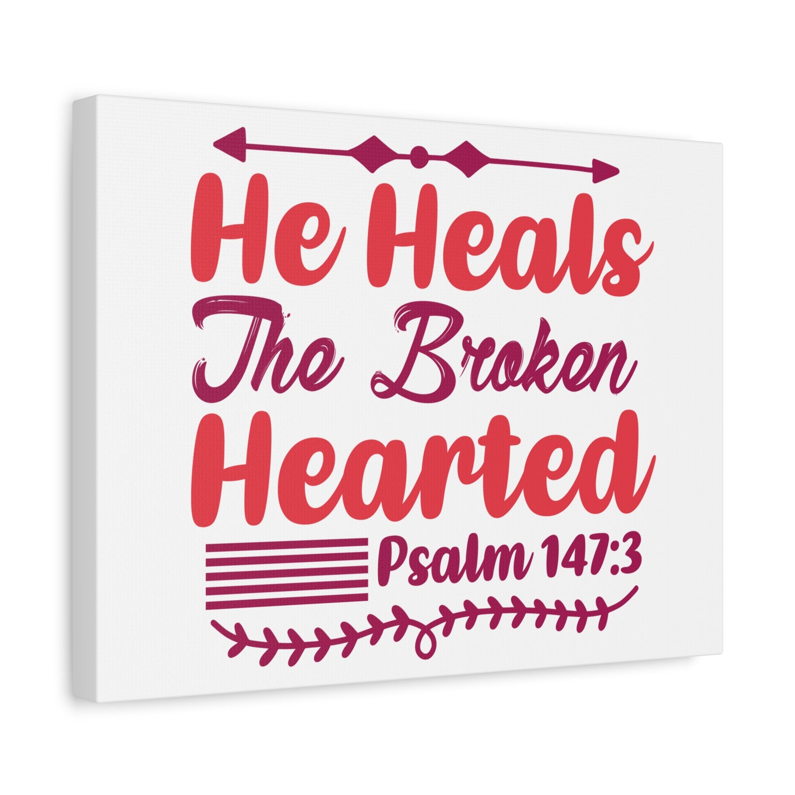 Scripture Canvas Psalm 147:3 The Broken Hearted Christian Wall Art Bible Verse Print Ready to Hang-Express Your Love Gifts
