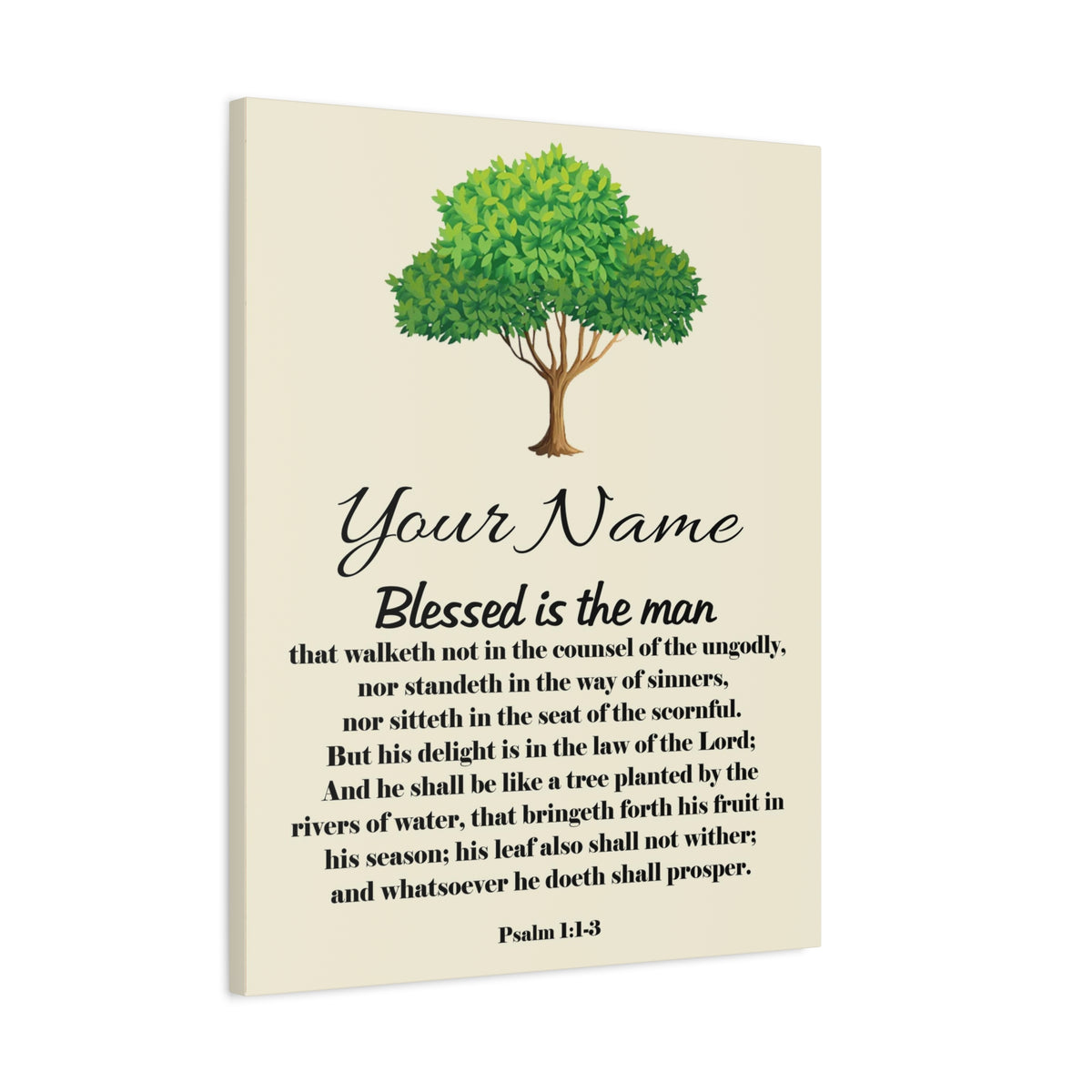 Scripture Walls Personalized Blessed is the Man Psalm 1:1-3 Bible Chapter Canvas Christian Wall Art Ready to Hang-Express Your Love Gifts