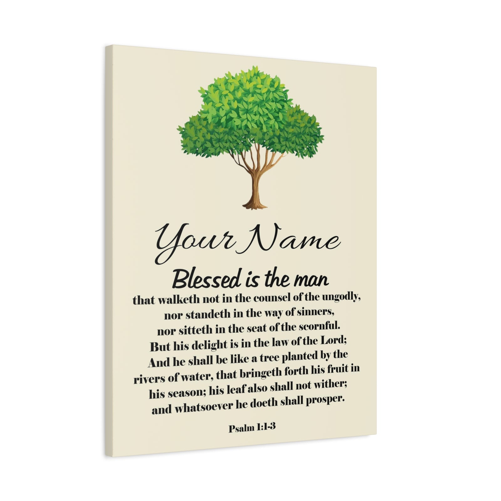 Scripture Walls Personalized Blessed is the Man Psalm 1:1-3 Bible Chapter Canvas Christian Wall Art Ready to Hang-Express Your Love Gifts