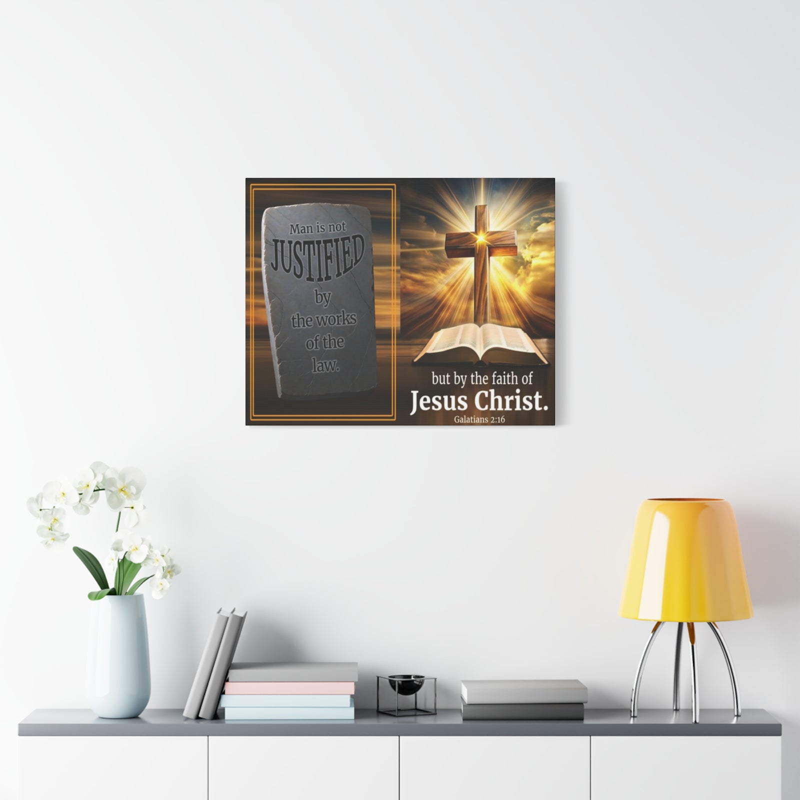 Scripture Walls Galatians 2:16 Faith & Law Bible Verse Canvas Christian Wall Art Ready to Hang Unframed-Express Your Love Gifts