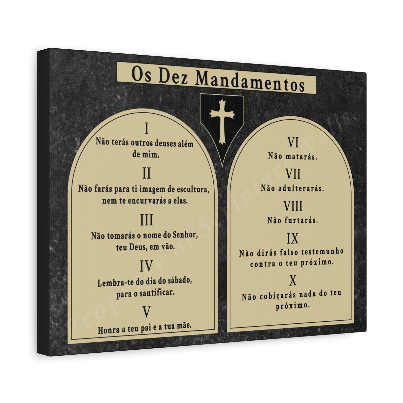 Scripture Walls 10 Commandments Portuguese Tablets Bible Verse Canvas Christian Wall Art Ready to Hang Unframed-Express Your Love Gifts