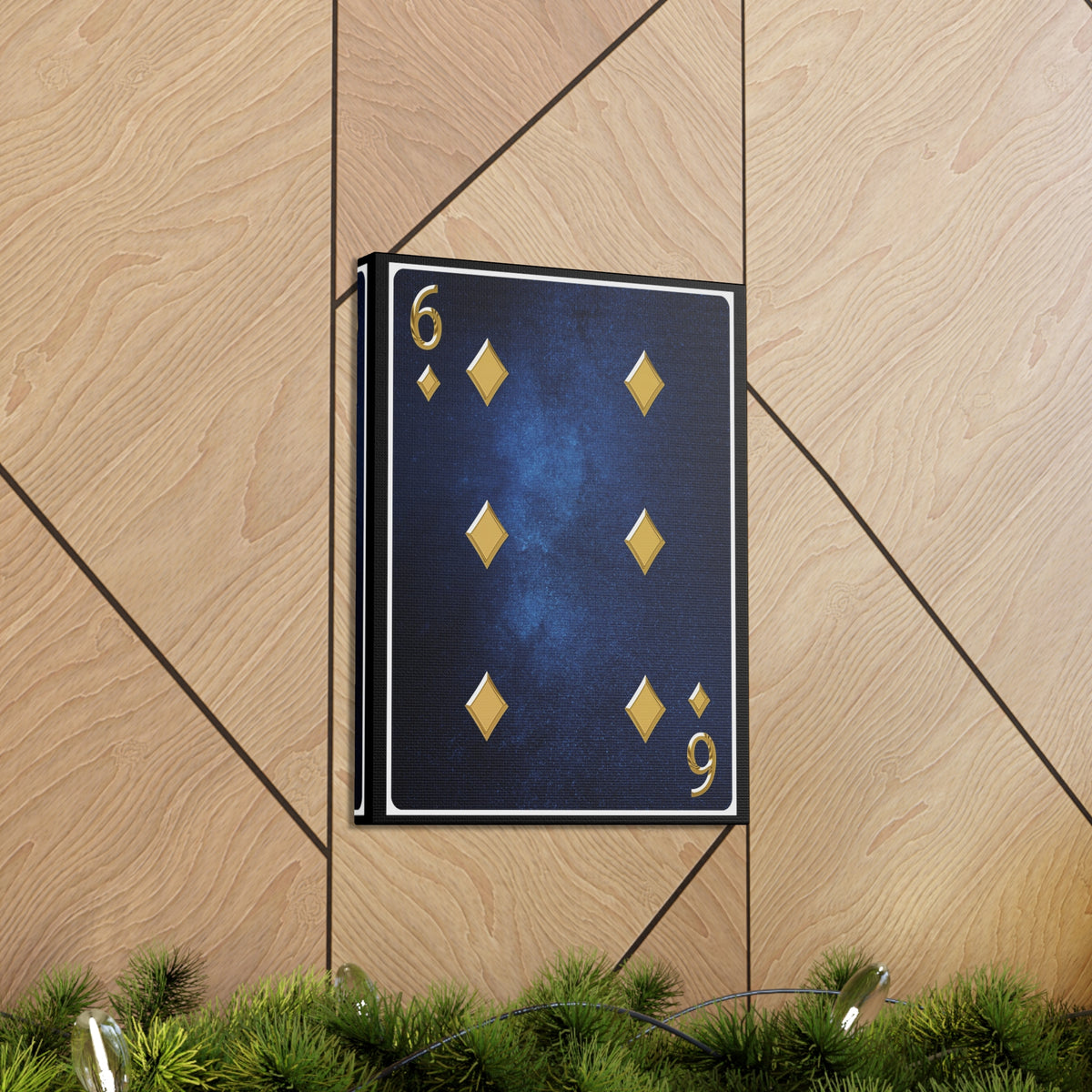 Six Of Diamonds Space Background Playing Card Canvas Wall Art for Home Decor Ready-to-Hang-Express Your Love Gifts