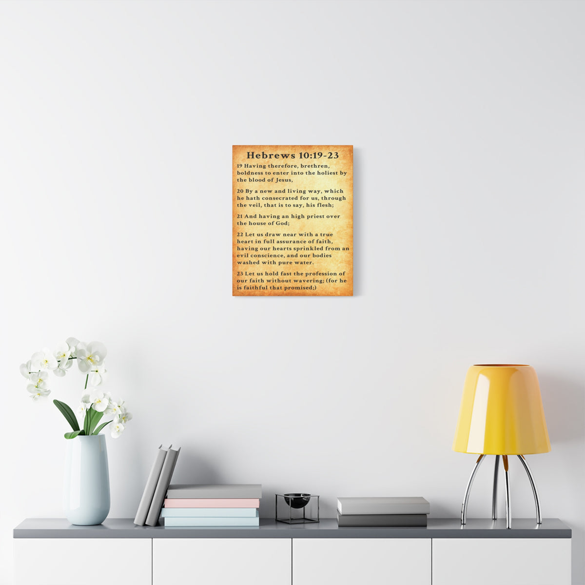 Scripture Walls Hebrews 10:19-23 KJV Bible Verse Canvas Christian Wall Art Ready to Hang Unframed-Express Your Love Gifts