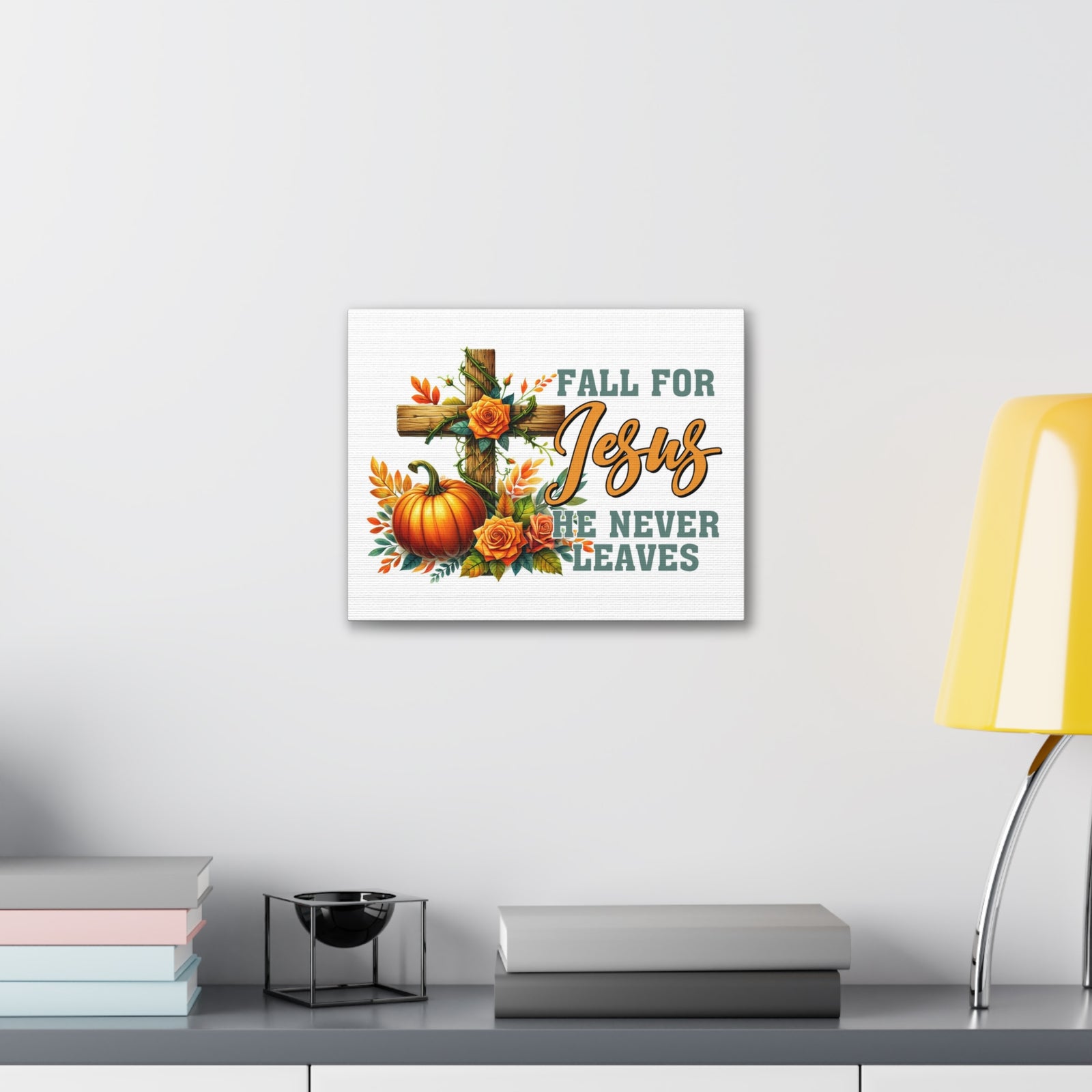 Scripture Walls Jesus Never Leaves Autumn Bible Verse Canvas Christian Wall Art Ready to Hang Unframed-Express Your Love Gifts