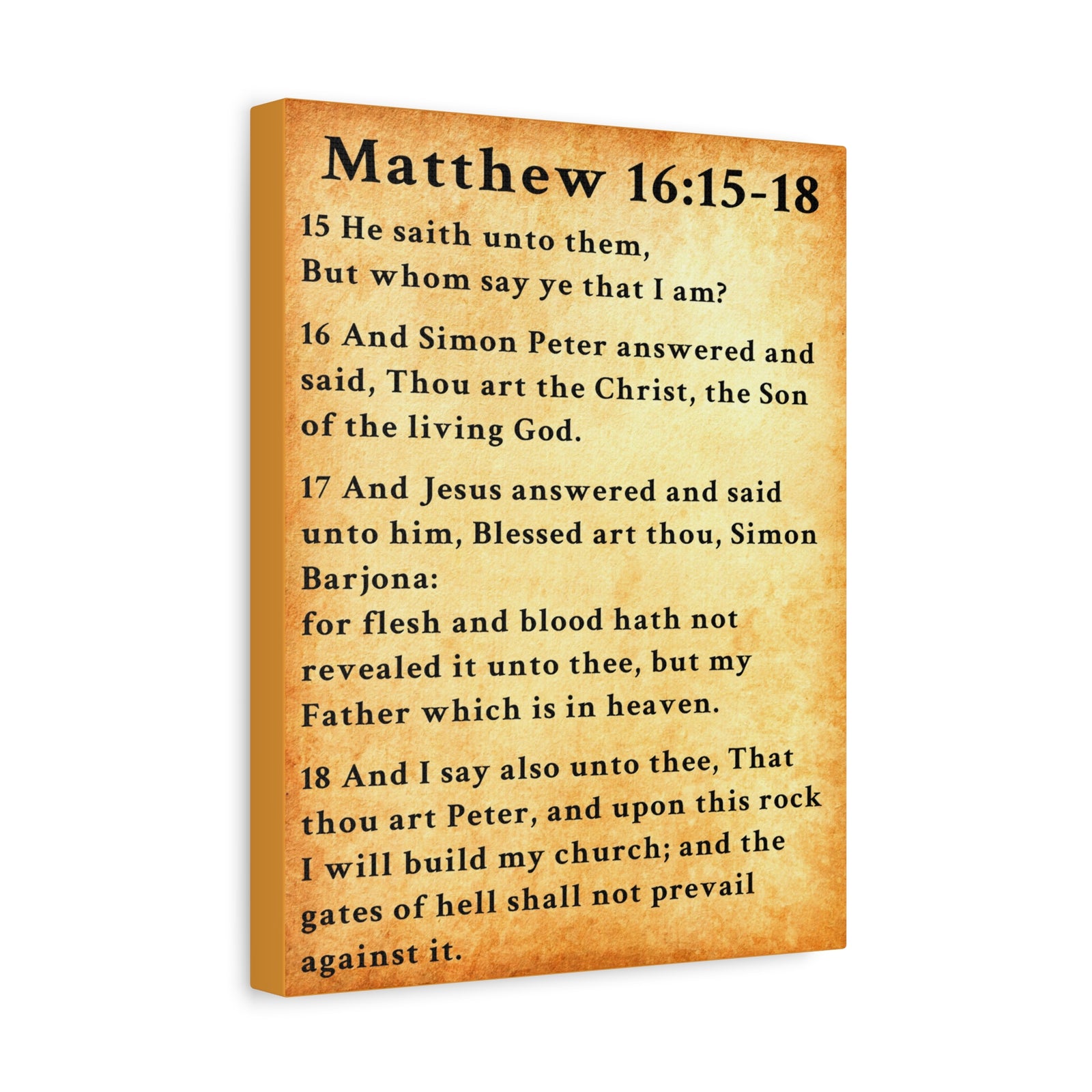 Scripture Walls Matthew 16:15-18 KJV Bible Verse Canvas Christian Wall Art Ready to Hang Unframed-Express Your Love Gifts