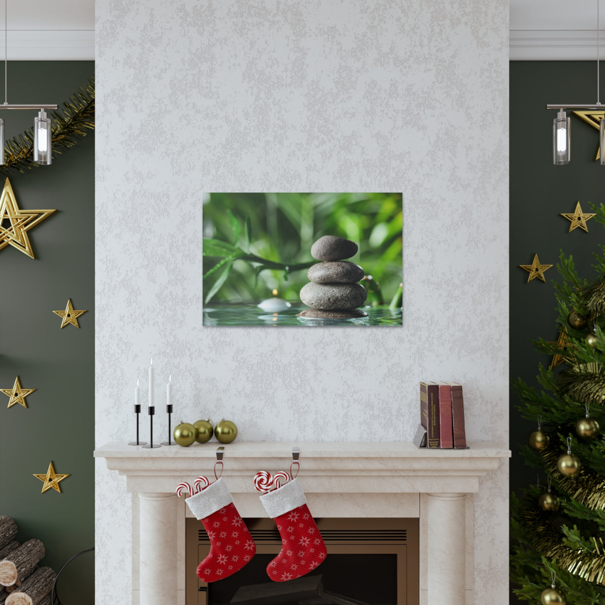 Candle with Bamboo Stem Forest Floral Nature Photography Canvas Wall Art for Home Decor Ready-to-Hang-Express Your Love Gifts