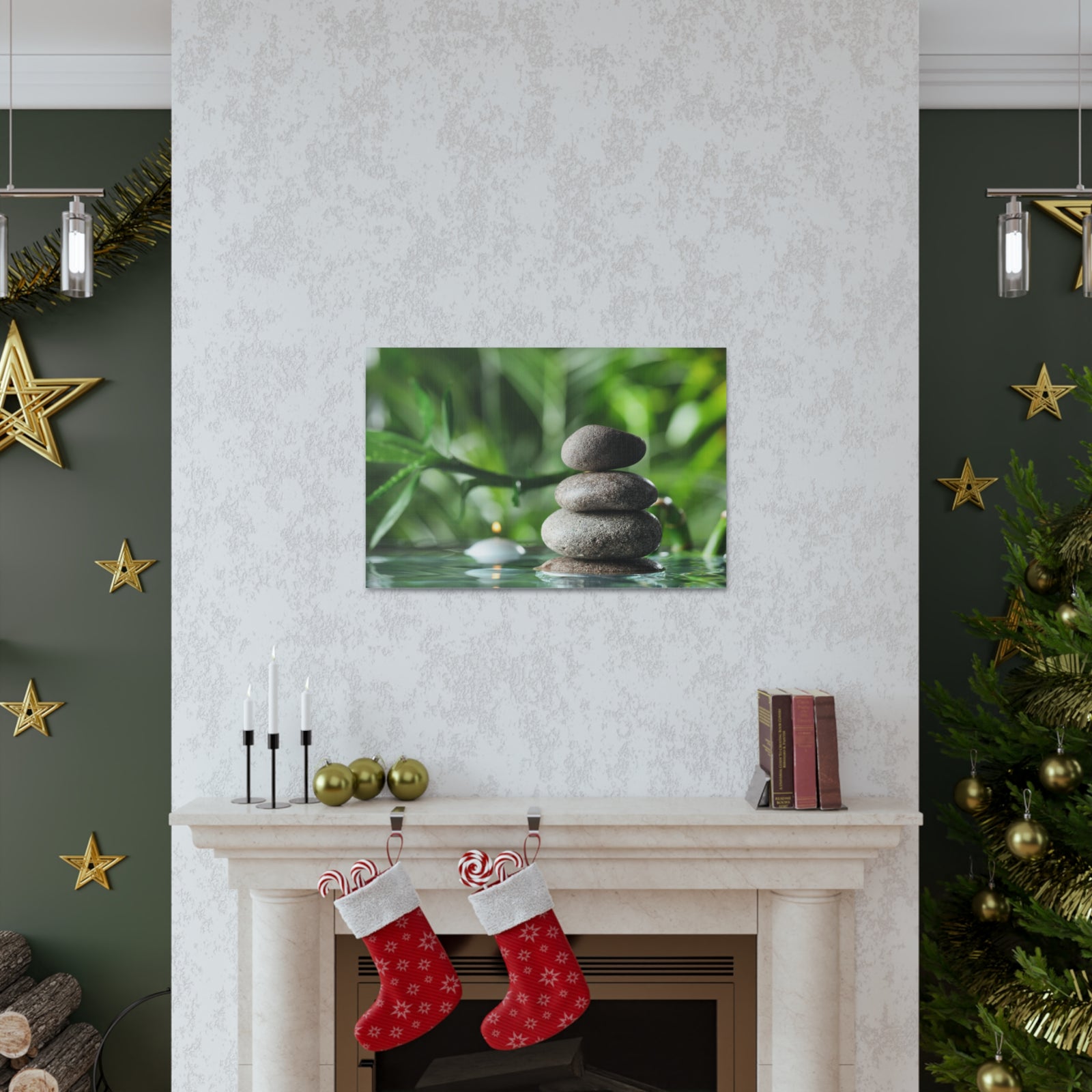 Candle with Bamboo Stem Forest Floral Nature Photography Canvas Wall Art for Home Decor Ready-to-Hang-Express Your Love Gifts