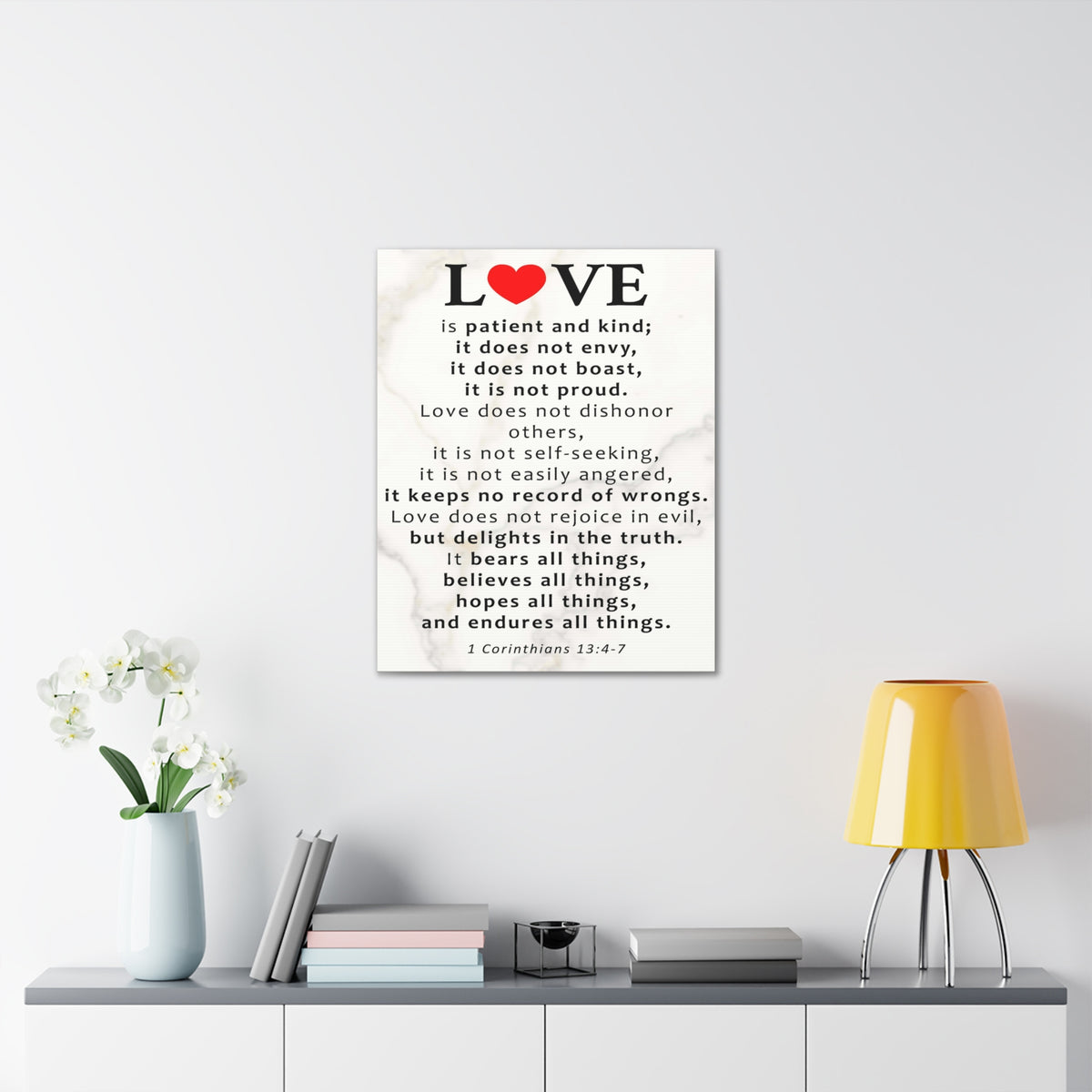 Scripture Walls Love Is Red Heart 1 Corinthians 13:4-7 Bible Verse Canvas Christian Wall Art Ready to Hang Unframed-Express Your Love Gifts