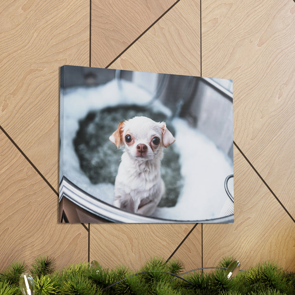Cute Chihuahua Bathee Canvas Wall Art for Home Decor Ready-to-Hang-Express Your Love Gifts