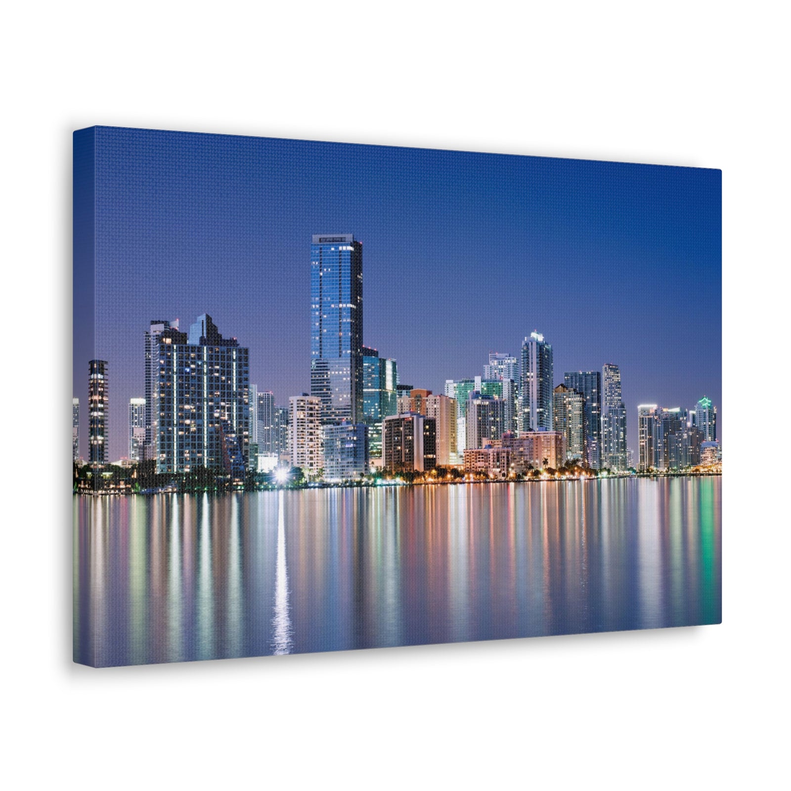 Miami Night Skyline Canvas Artwork High-Quality Breathtaking Stunning Cityscape for Home Decor Ready to Hang-Express Your Love Gifts