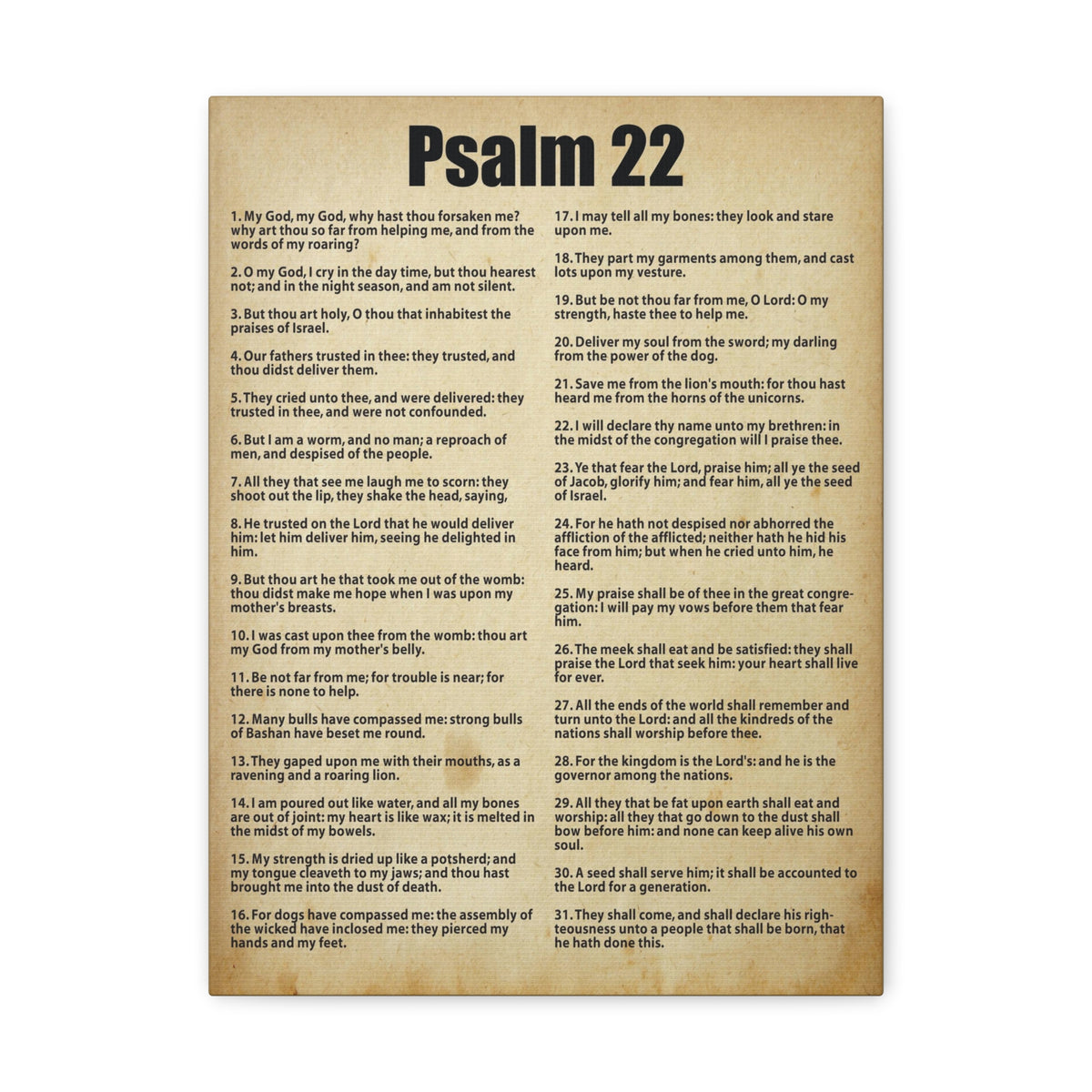 Scripture Canvas Desperate For God's Help Psalm 22 Christian Wall Art Bible Verse Print Ready to Hang-Express Your Love Gifts