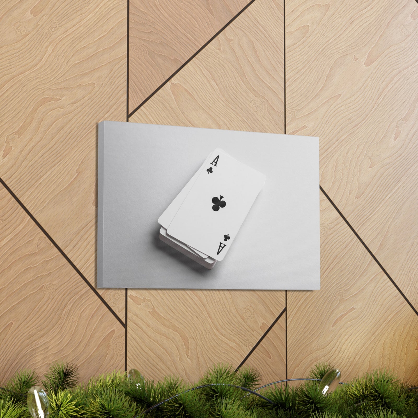 Ace of Clubs On A Playing Card Stack Playing Card Canvas Wall Art for Home Decor Ready-to-Hang-Express Your Love Gifts