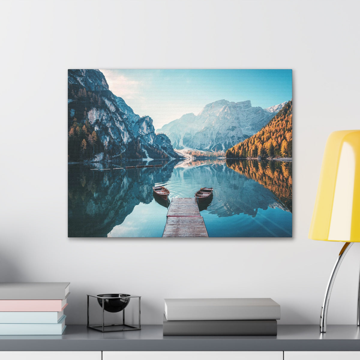 Mountain Valley Clear Lake Nature Wilderness Photography Canvas Wall Art for Home Decor Ready-to-Hang-Express Your Love Gifts