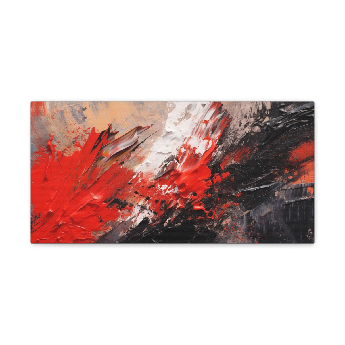 Abstract Oil Painting White Red Black Brushstrokes Painting Canvas Wall Art for Home Decor Ready-to-Hang-Express Your Love Gifts