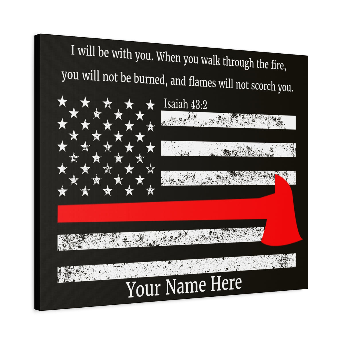 Scripture Walls Personalized Firefighter Isaiah 43:2 Bible Canvas Christian Wall Art Ready to Hang Unframed-Express Your Love Gifts