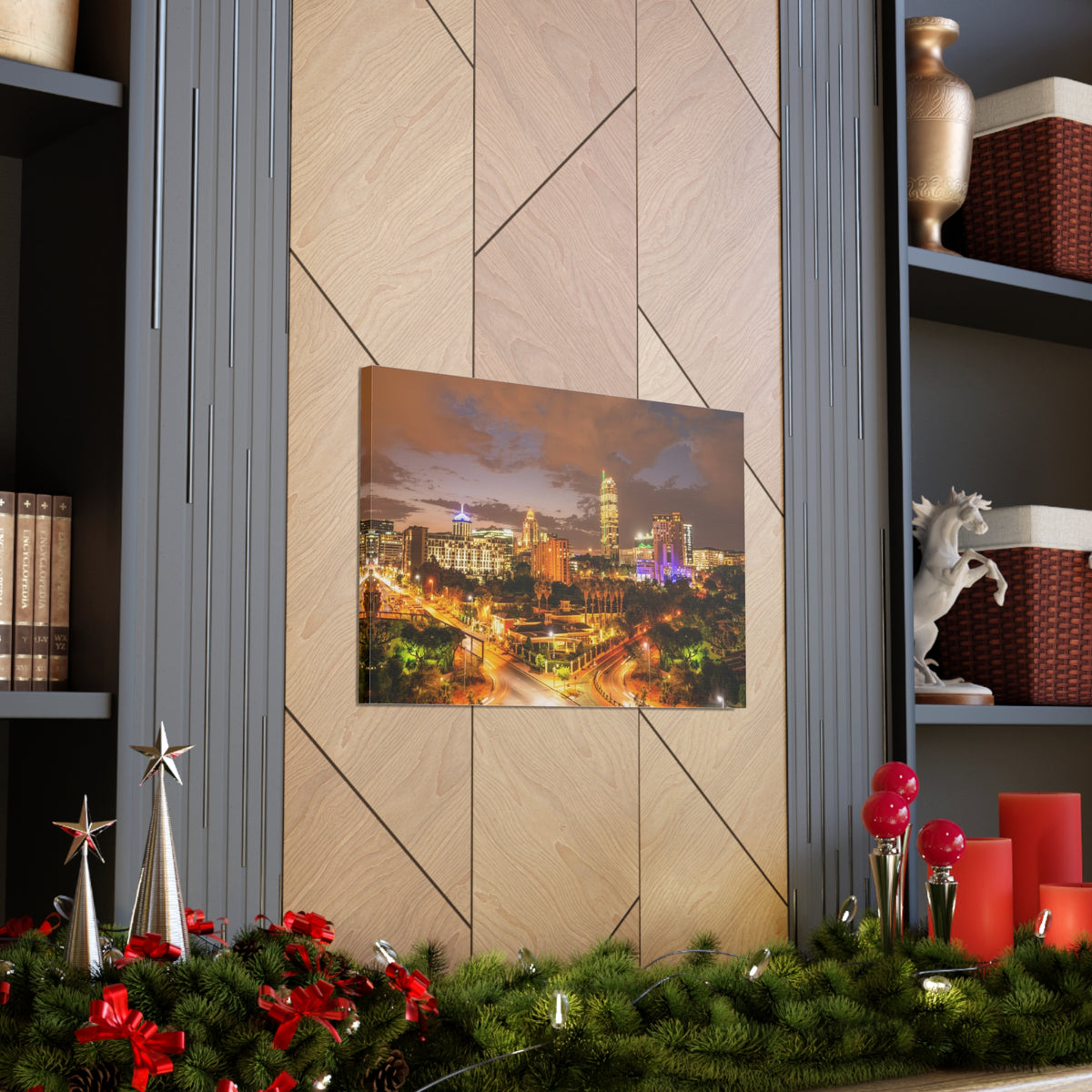 Johannesburg Night Skyline Canvas Artwork High-Quality Breathtaking Stunning Cityscape for Home Decor Ready to Hang-Express Your Love Gifts