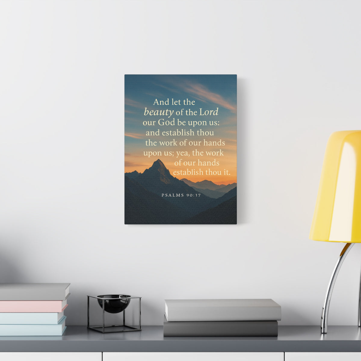 Bible Verse Canvas Psalms 90:17 Christian Home Décor Wall Art Scripture Ready to Hang Faith Print-Express Your Love Gifts