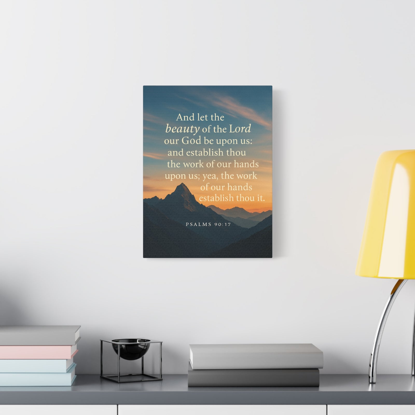 Bible Verse Canvas Psalms 90:17 Christian Home Décor Wall Art Scripture Ready to Hang Faith Print-Express Your Love Gifts