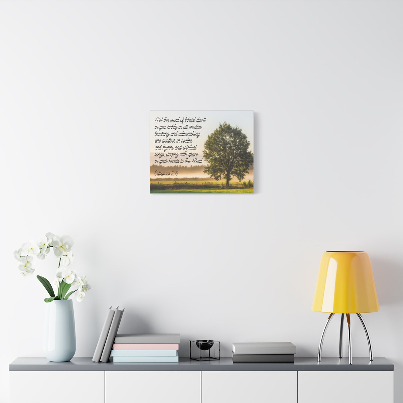 Scripture Canvas Psalms, Hymns and Spiritual Songs Colossians 3:16 Christian Wall Art Bible Verse Print Ready to Hang-Express Your Love Gifts
