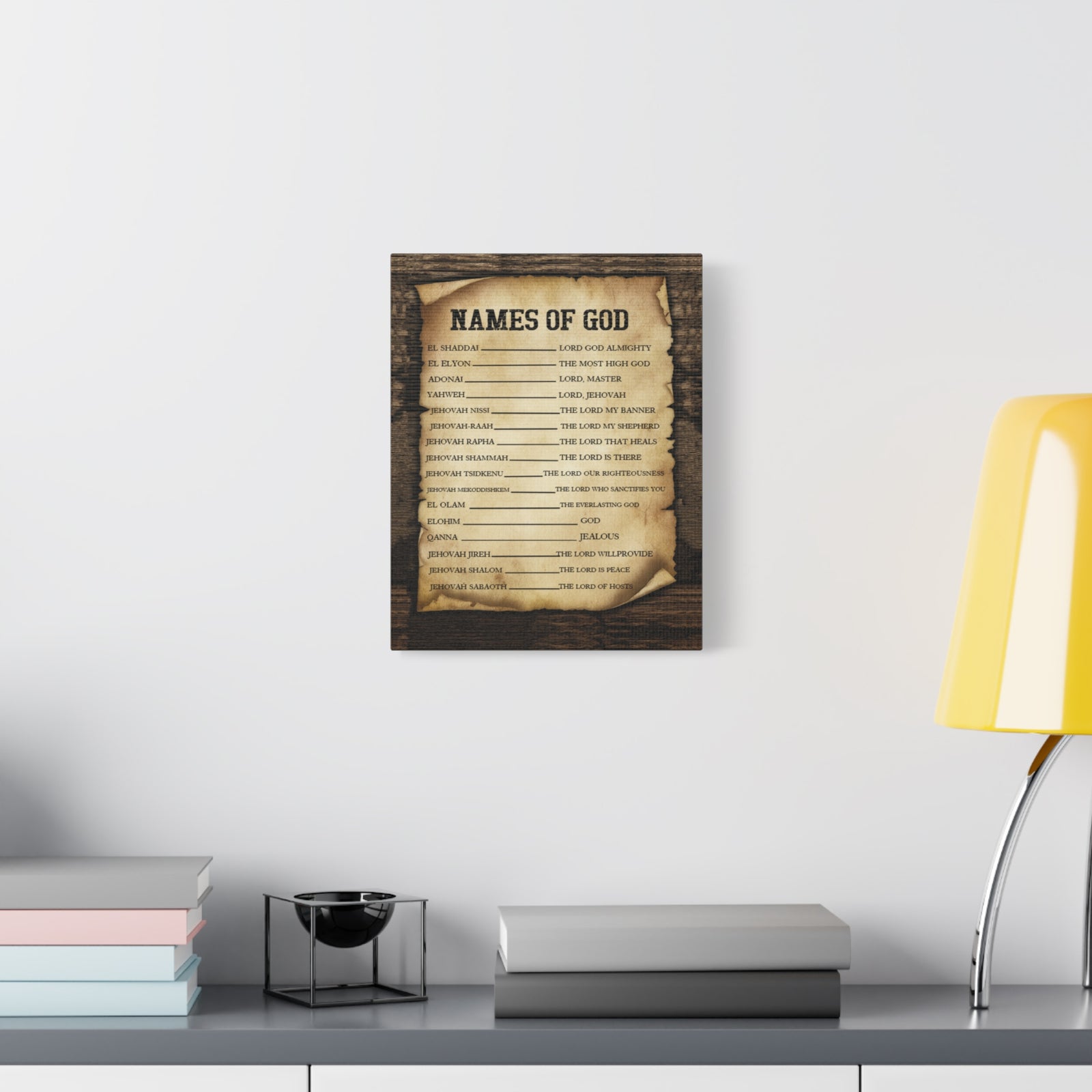 Scripture Canvas Names of God Christian Wall Art Bible Verse Print Ready to Hang-Express Your Love Gifts