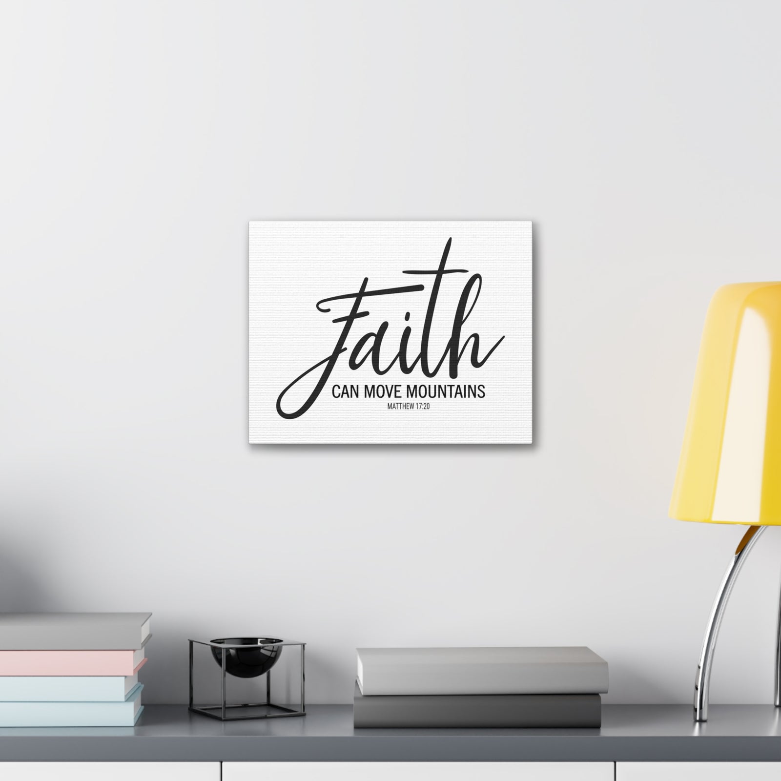 Scripture Canvas Faith Can Move Mountains Matthew 17:20 Christian Wall Art Bible Verse Print Ready To Hang-Express Your Love Gifts