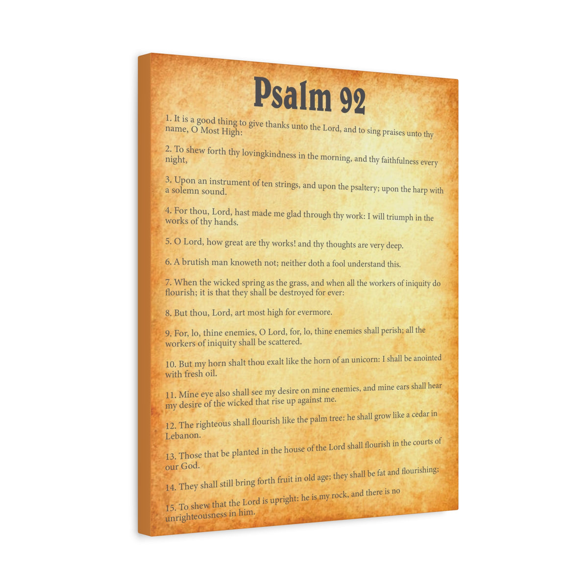 Scripture Walls Psalm 92 Gold Bible Chapter Canvas Christian Wall Art Ready to Hang Unframed-Express Your Love Gifts