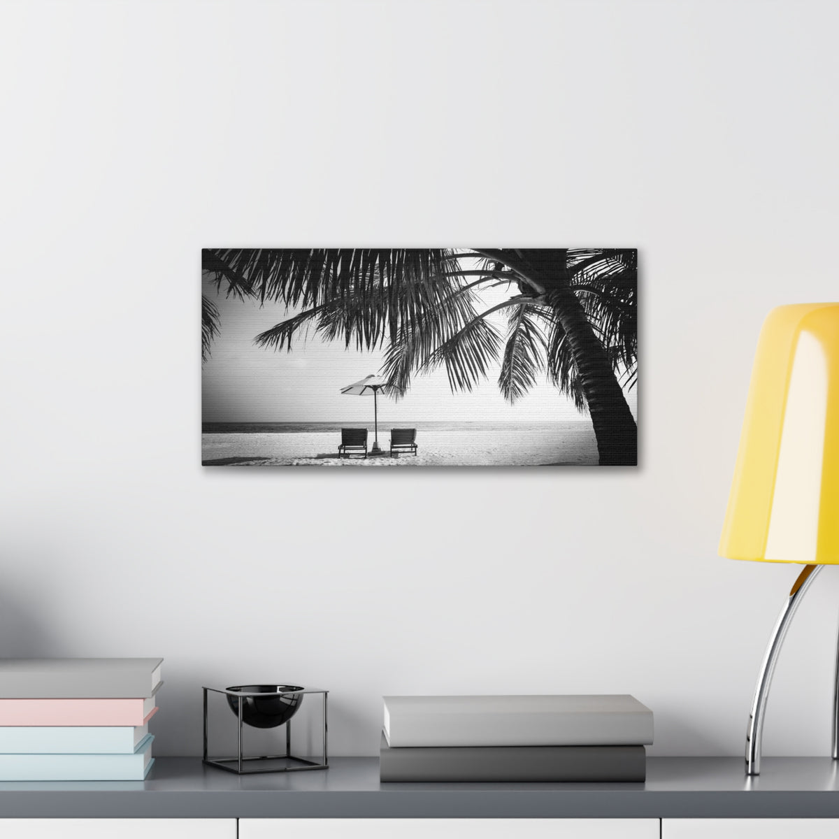 Perfect Black White Beach Scene Ocean Canvas Wall Art for Home Decor Ready-to-Hang-Express Your Love Gifts