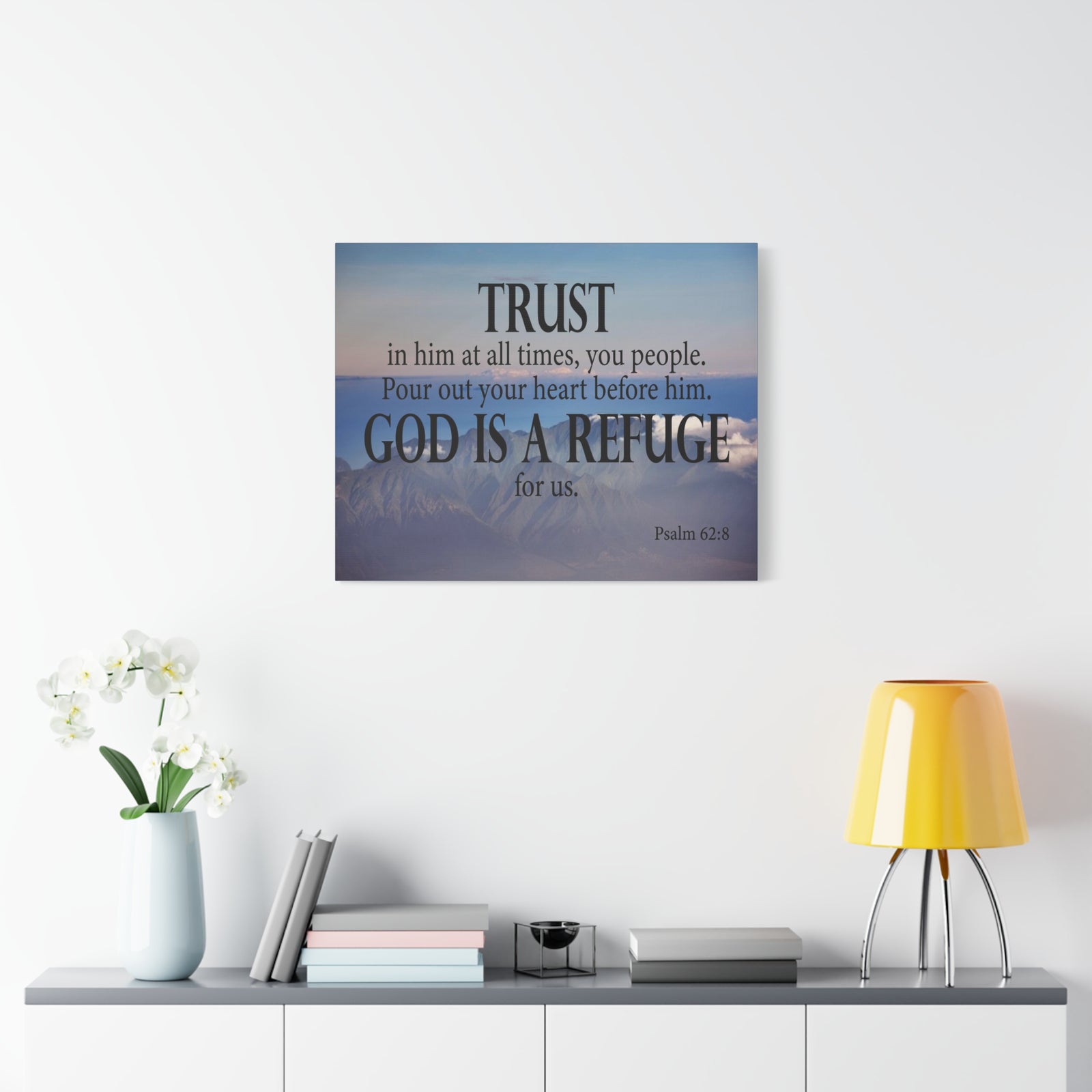 Bible Verse Canvas God is Refuge for Us Psalm 62:8 Wall Art Christian Home Decor-Express Your Love Gifts