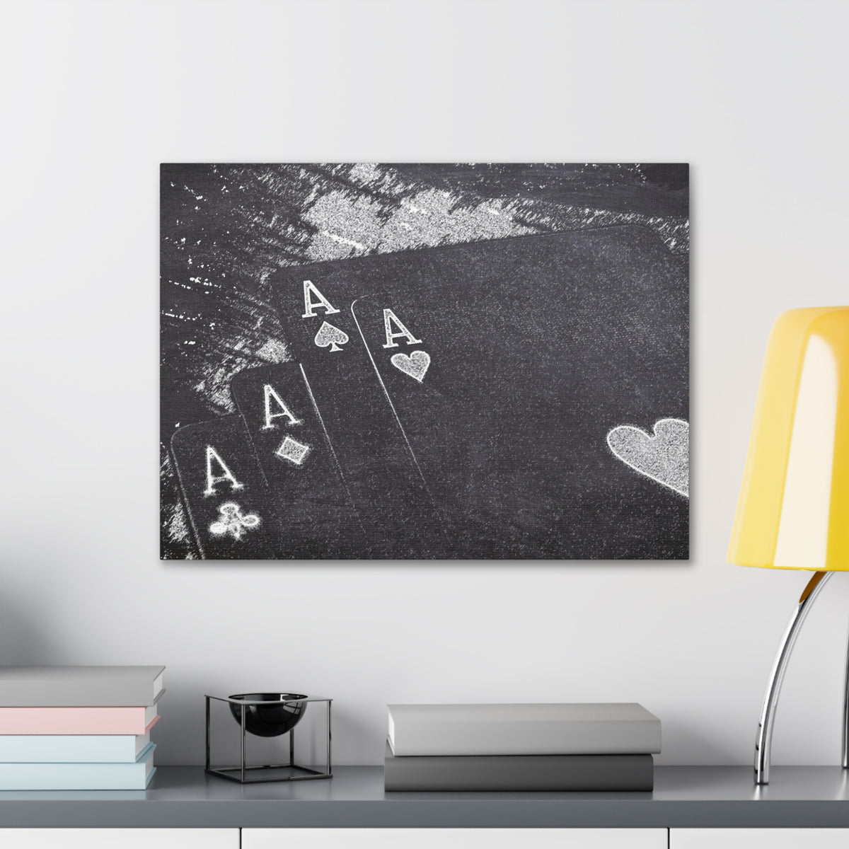 Chalkboard Playing Card Suit Ranked Playing Card Canvas Wall Art for Home Decor Ready-to-Hang-Express Your Love Gifts