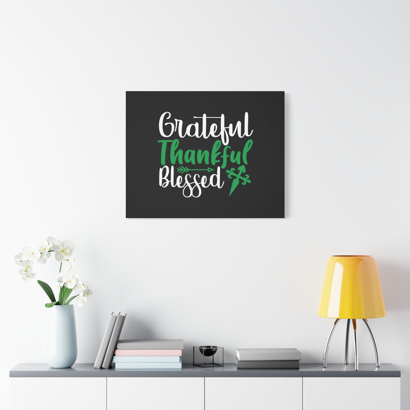Scripture Canvas Grateful, Thankful, Blessed Psalm 106:1 Christian Wall Art Bible Verse Print Ready to Hang-Express Your Love Gifts