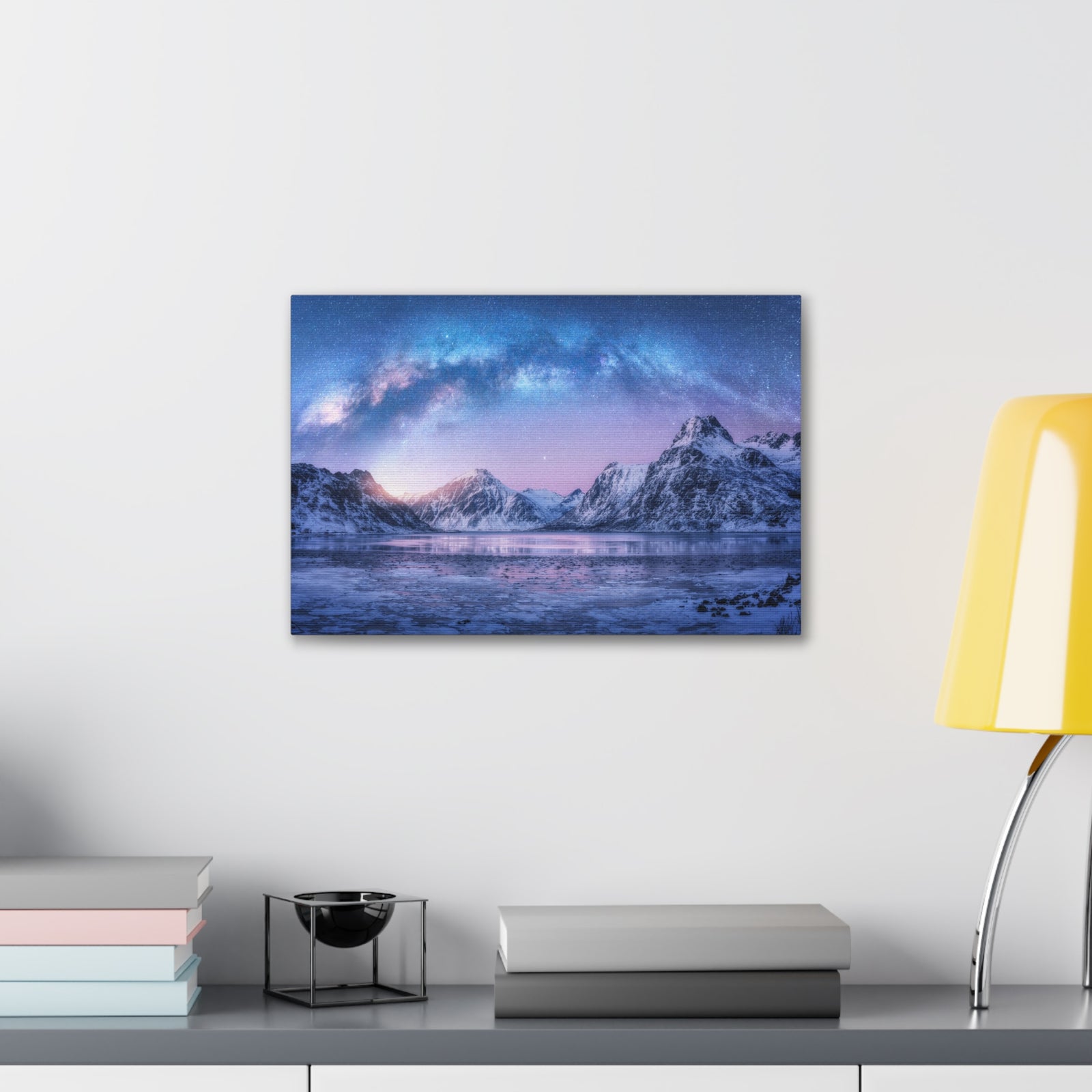 Winter Snow Mountain Lake Nature Wilderness Photography Canvas Wall Art for Home Decor Ready-to-Hang-Express Your Love Gifts